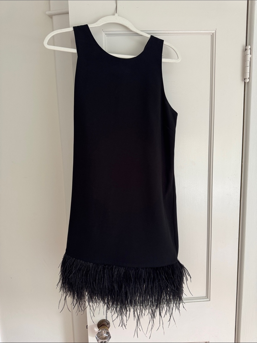 J. Crew Black Sleeveless Feather-Hem Party Dress